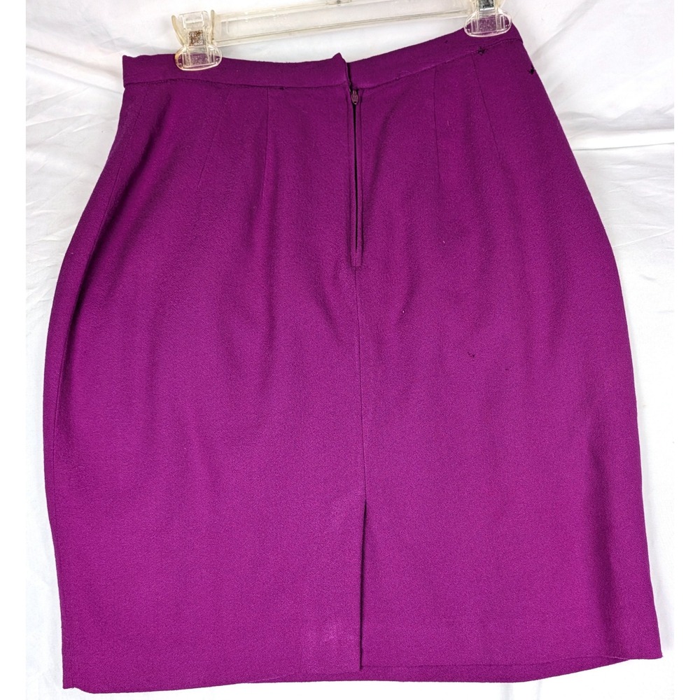 Tahari Vintage Magenta 100% Wool Pencil Skirt Made in USA Size 12 Purple - Picture 3 of 15